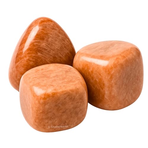 Image of Certified Peach Moonstone Crystal Healing Tumbled Stone, Natural Polished Crystals for DIY Crafts, Manifestation, Meditation, Pooja Feng Shui and Reiki Healing (30 Grams)