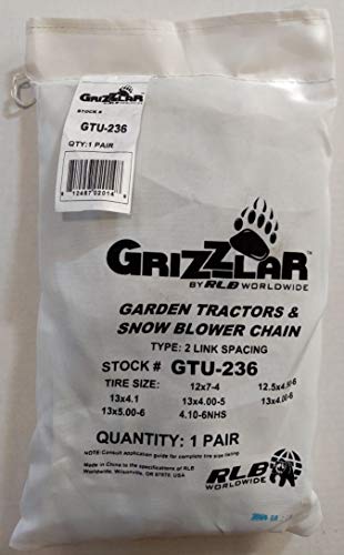 image for Grizzlar GTU-236 Garden Tractor Snowblower 2 link Ladder Alloy Tire Ch