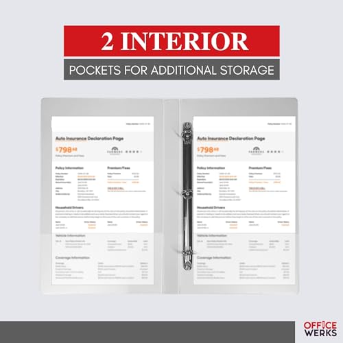 Fichário legal PRT View de 35,5 x 21,6 cm, branco, 2,5 polegadas, anel ADV D, montagem traseira