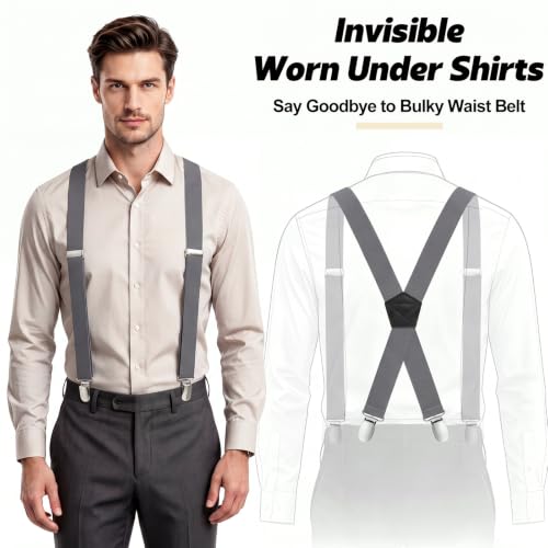 Image of Sintege 4 Pcs X Back Suspenders 1.5 Inch Heavy Duty