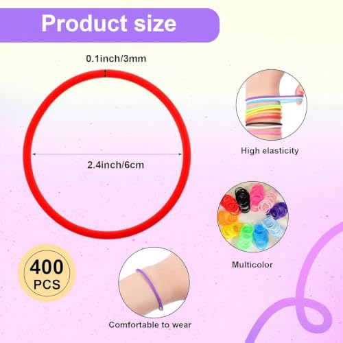 Image of Hotop 100 Pcs Multicolor 80s Silicone Jelly Rubber Bracelets Hair Tie Women