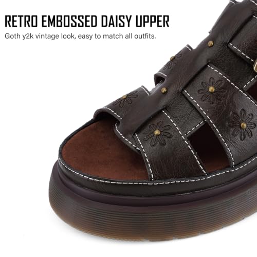Image of Platform Sandals for Women Chunky Ankle Buckle Casual Open Toe Comfortable Flower Decoration Fisherman Sandals