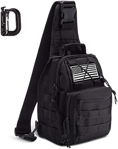 Mullet Dragon Tactical Sling Bag for Men Black EDC Small Backpack Molle Pack Shoulder Mini Concealed Military Carry One Strap Go Bag for Diaper Fishing Range Everyday Conceal