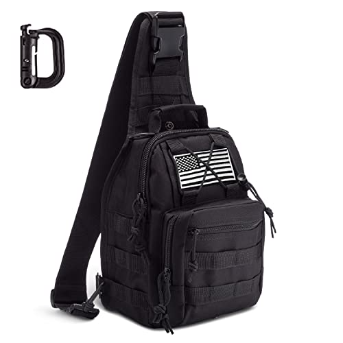 Mullet Dragon Tactical Sling Bag For Men Black Edc Small Backpack Molle Pack Shoulder Mini Concealed Military Carry One Strap Go Bag For Diaper Fishing Range Everyday Conceal #TOP11