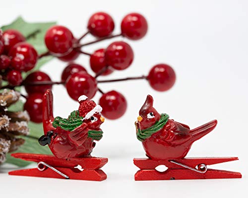 Cardinals Clip On Ornaments - Set Of 18 Red Christmas Cardinals - Tabletop Christmas Tree Decorations - Each Is Approximately 1.5" W #TOP7