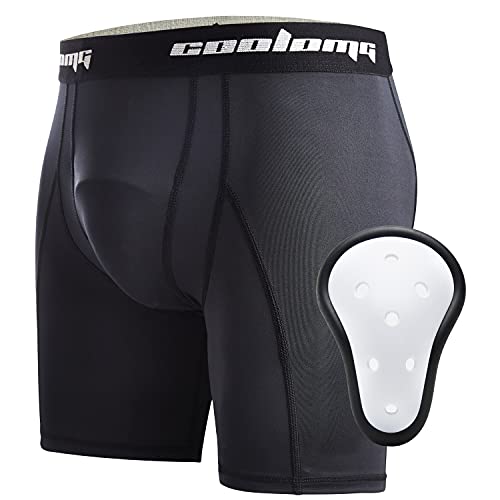 Legendfit Boys Compression Shorts with Protective Cup Athletic Sliding Shorts Sport Tights for Basketball Baseball Kids Youth Black