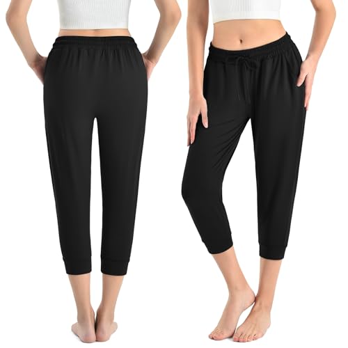 Image of CADITEX Womens Joggers with Pockets,Stretch Active Drawstring Sweatpants Women for Travel Workout Running