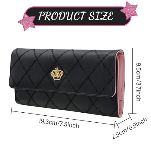 Clutch Wallet, PU Slim Wallets for Women, Long Wallet Fashion Card Wallet, Ladies Wallet for Travel, Dating, Shopping(Black)3