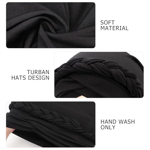 Image of DRESHOW African Women Turban Caps Beanie Twist Headscarf Pre-Tied Twisted Braid Headwraps for Women Chemo Cancer Cap