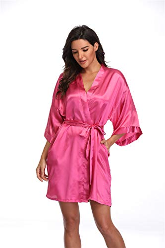 Image of Women's Pure Short Silky Robes Bridesmaid Bride Party Satin Robes Sleepwear