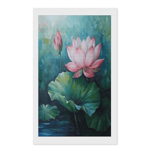 Kit de pintura de diamantes de flores de loto para adultos: manualidad relajante y decorativa DIY