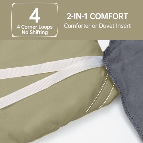 Image of MUXHOMO Full Comforter Set, All Season Ultra Soft Down Alternative Bedding - 3 Piece Lightweight Bed Set Includes 1 Comforter (82 inchx86 inch) and 2 Pillow Shams (20 inchx26 inch), Olive Green