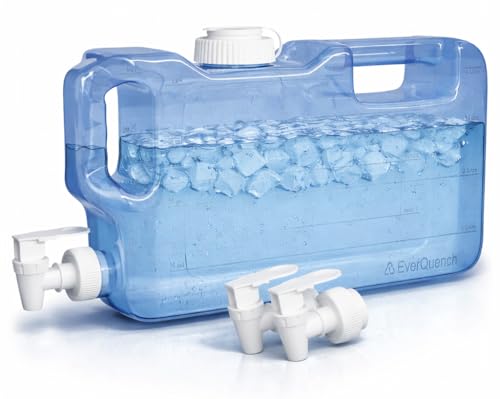 Refrigerator Water Dispenser 1.1 Gallon Bottle with 2 Spigots - BPA Free Plastic Slim Water Jug with Spout Leak Proof | Refillable Fridge Water Container, Convenient Handles