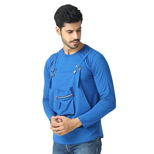 Image of Black Collection Solid Men Dungaree Style Full Sleeve T-Shirt