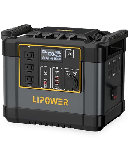 Lipower 1200W Portable Power Station, 1075Wh Solar Powered...