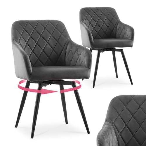 CLIPOP Esszimmerstühle Drehbar Set mit Armlehne, Samt Polsterstuhl Gepolstert Sitz Küchenstuhl Drehstuhl Armlehnenstuhl für Esszimmer Wohnzimmer Büro (Samt Grau, 2er Set) CLIPOP Esszimmerstühle Drehbar Set mit Armlehne, Samt Polsterstuhl Gepolstert Sitz Küchenstuhl Drehstuhl Armlehnenstuhl für Esszimmer Wohnzimmer Büro (Samt Grau, 2er Set)