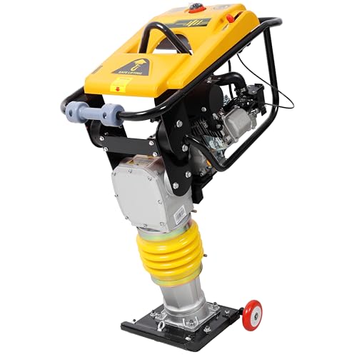 LuckyNote7HP Gas Engine Powered Tamper Rammer Jumping Jack Compactor Walk-Behind Jumping Jack Compactor Gas Powered Rammer 196CC Engine Tamper for Concrete & Soil (32.60x16.00x43.30)