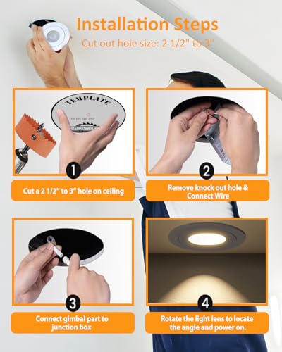 Image of POPANU Brushed Nickel 3 inch Recessed LED Lights, 7W 5CCT Gimbal Artwork Soffit Lighting Fixture, 360 Rotatable Swivel Spot Lights, Canless Dimmable Eyeball 90 Tilt, AC120V Fisheye 6 Pack Nickel