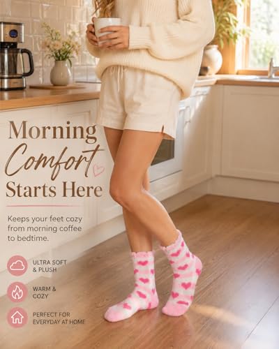 Image of Ginmewrae Fuzzy Socks for Women, Mothers Day Gifts Cozy Warm Fluffy Socks Thick Slipper Socks Birthday Valentine's Day Gifts