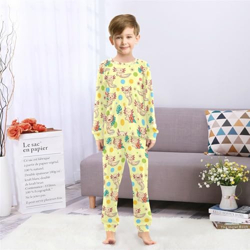 Soft Pajama Set for All Seasons,Breathable Pjs Long Sleeve Sleepwear,Comfy Loungewear 2 Piece Underwear Set 3-8T4