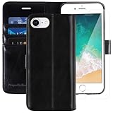 iPhone 7 Wallet Case/iPhone 8 Wallet Case,4.7-inch,MONASAY [Glass Screen Protector Included] Flip Folio Leather Cell Phone Cover with Credit Card Holder for Apple iPhone 7/8 (Black1)