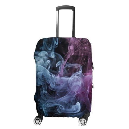 Blue And Purple Smoke Elastic Luggage Cover Suitcase Protector for 19-32 Inch Suitcases | Universal Stretchable Travel Bag Cover | Anti-Scratch, Washable with Zipper Closure XL