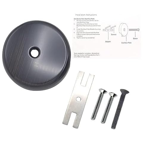 Gold-Hao-The-Bathroom Single Hole Bathtub Drain Overflow Plate/Tub Overflow Drain Ccover with Three Matching Screws/Bathtub Overflow Drain Cover Includes an Adapter (Oil Rubbed Bronze) Cover