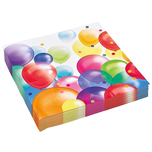 Amscan 9904392 - Servietten Balloons, 20 StĂĽck, 33 x 33 cm, Happy Birthday, Geburtstag, Party, Motiv