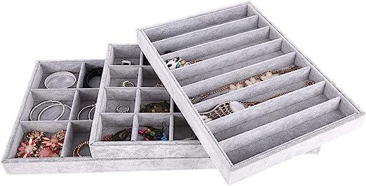 Image of 6 Sunglass /Watch Velvet Jewelry Drawer Organizer Tray Stackable Tray