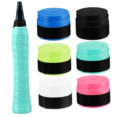 Garneck Tennis Badminton Racket Grip Tape 6 Rolls Easy Application High Absorption Pu Material Replacement Grip Tape Set