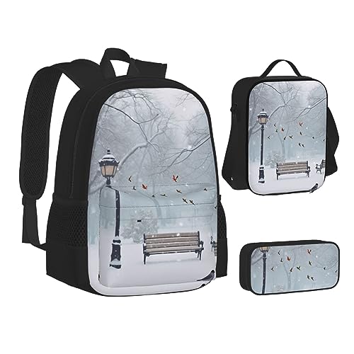 Sac à dos avec carte de bateau et boîte à déjeuner pour l'école et sorties Oiseaux dans le parc
