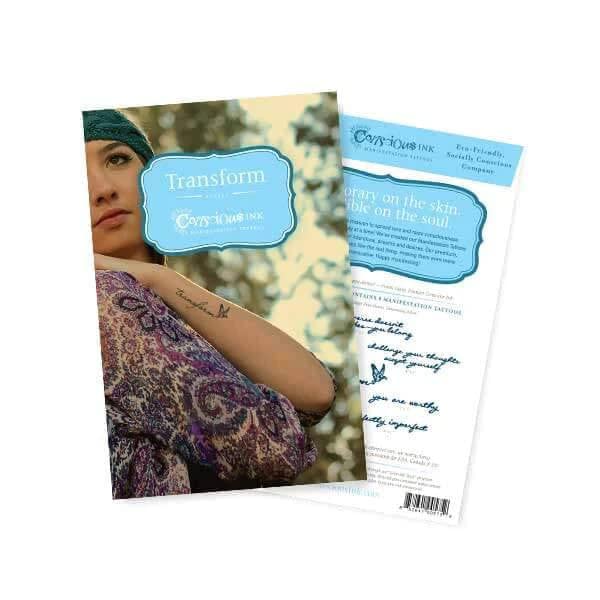Conscious Ink, Temporary Tattoos, Inspirational, Mindfulness Tools, Long Lasting, Non-Toxic, Waterproof, Cruelty-Free, Made in USA, Transform Variety Pack Of 8 Manifestation Tattoos