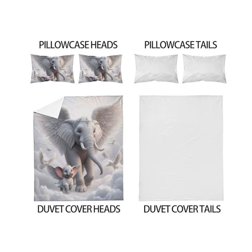Housse de couette double microfibres 200x200cm imprimé animaux 3D