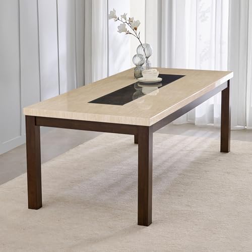 Image of Home Centre | Harmony | Faux Marble Top | 8 Seater Tables | Beige | 1 Year Warranty