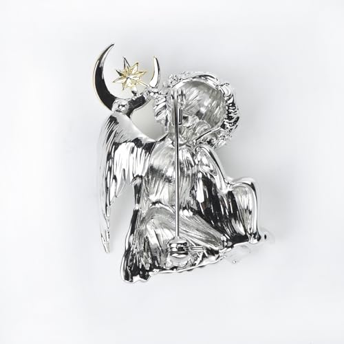Image of Vintage Guardian Angel Jewelry Golden Crystal Flying Angel Wings Brooch Pin Wedding Bouquet Lapel Pin Jewelry for Women Bridal