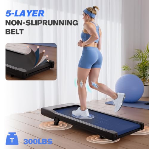 Image of 6% Incline 300 lbs Walking Pad Under Desk Treadmill | Quiet portable mini treadmill for home office with app & remote control. 100% pre-assembled and slim space-saving design.