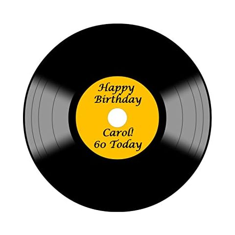LP Music Record Round Circle Cake Edible Icing or Wafer Topper 7.5 inch Personalised (Icing) Cover