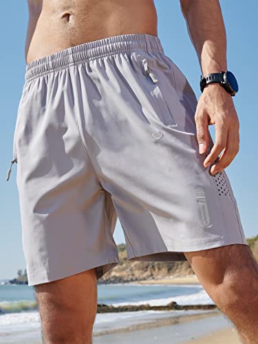 Northyard Men's Athletic Hiking Shorts Quick Dry Workout Shorts 7"/ 9"/ 5" Lightweight Sports Gym Running Shorts Basketball Exercise Grey Xl #TOP1