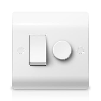LED Dimmer and Rocker Wall Light Switch Combo 2 Gang 2 Way Switch Trailing Edge Dimmer for LED/Halogen/Incandescent Lights