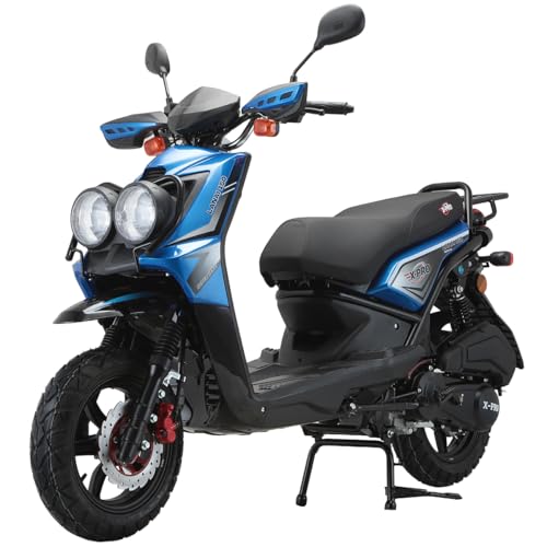 X-PRO 150cc Moped Street Gas Moped 150cc Adult Bike with 12' Aluminum Wheels (Blue, Factory Package)