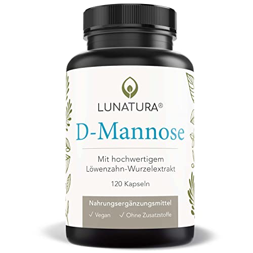 Lunatura D-Mannose + Löwenzahnwurzelextrakt I 120 hochdosierte Kapseln I D-Mannose aus Birke fermentiert I Für Frauen & Männer I Natürlich, Vegan & ohne Zusatzstoffe I natürliche Inhaltsstoffe