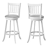 Monarch Specialties I 1238 Bar Height Swivel Chair with Slat Back and Upholstered Seat - Set of 2 -...