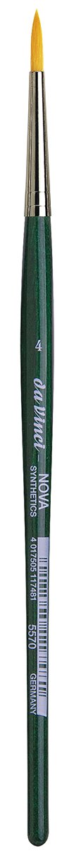 da Vinci Watercolor Series 5570 CosmoTop Nova Paint Brush, Round Synthetic with Short Green Handle, Size 4 (5570-4)