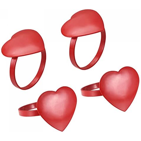 sourcing map Red Heart Shape Napkin Rings Cover
