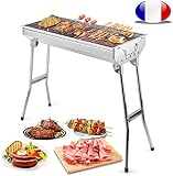 Barbecue à Charbon de Bois Inox,Grill Charbon de Bois XXL,Taille Grande BBQ Pliable Barbecue Grill à Charbon Four de Charbon Portable Robuste-73 * 33,5 * 70 cm-art - 7