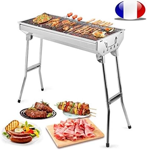 Barbecue à Charbon de Bois Inox,Grill Charbon de Bois XXL,Taille Grande BBQ Pliable Barbecue Grill à Charbon Four de Charbon Portable Robuste-73 * 33,5 * 70 cm-art - 7