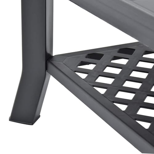 Table basse de jardin en plastique anthracite 90x60cm pour meuble de terrasse et extérieur