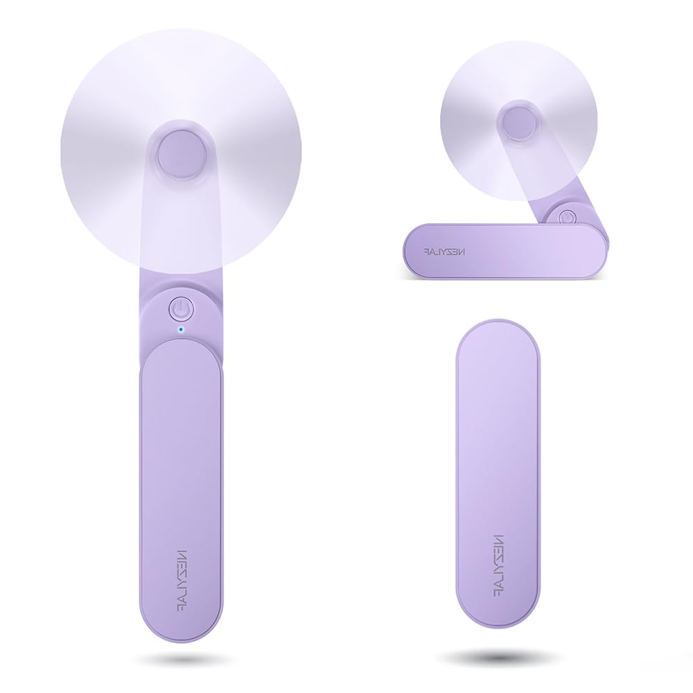 Nezylaf Portable mini handheld Fan, small Rechargeable Personal Fan for 9-15 Hours Runtime, Pocket Design for Travel/Women Essentials/vacation/beach/vacation/airplane/disneyCarbonfree Certified
