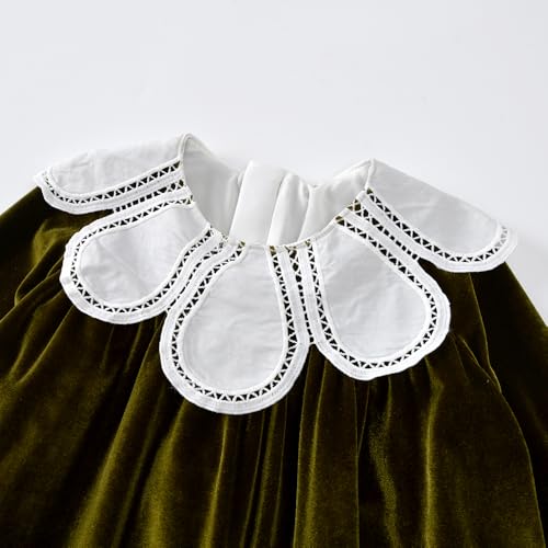 MYGBCPJS Little Girls Christmas Velvet Dress Toddler Kid Zip Flower Collar Long Sleeve Ruffle Princess Dresses A-line Skirt3