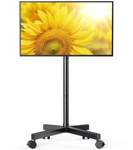 Image of Perlegear Rolling TV Stand for 23-60 Inch LCD LED OLED 4K Smart TVs Holds up to 88lbs, Mobile TV Stand with Height Adjustable, Tilting TV Cart with Locking Wheels Max VESA 400x400mm, PGTVMC16